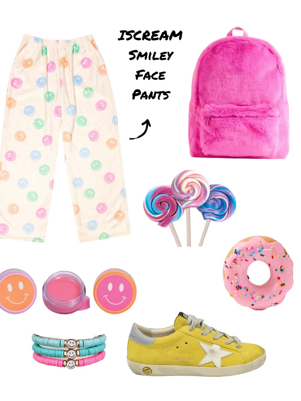 ISCREAM Kids Smiley Face Plush Pants